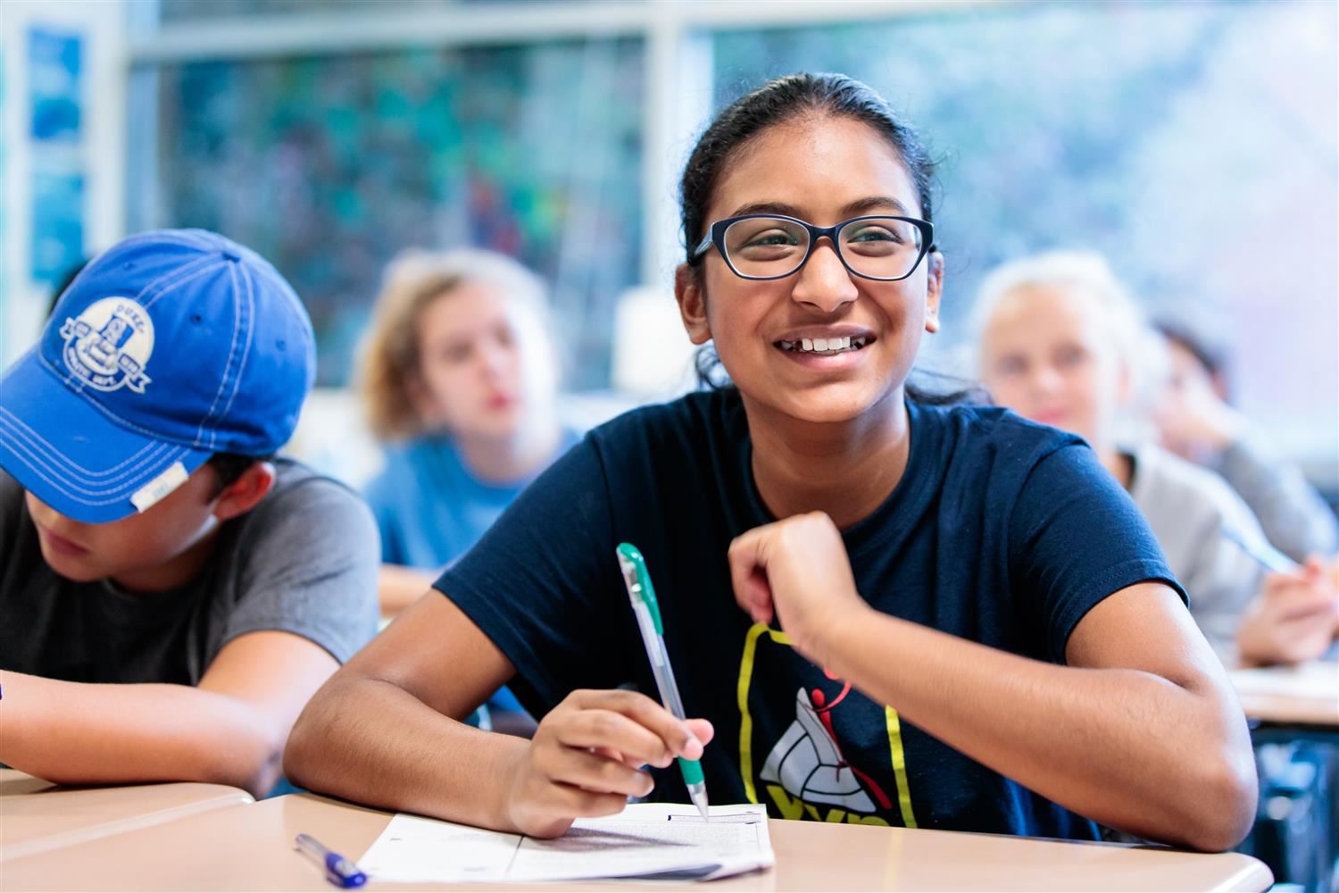 Student engaged in class